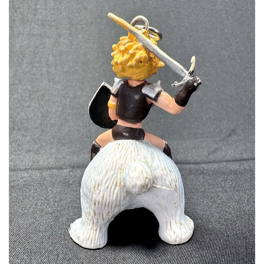 Rumple Minze Warrior Woman Riding a Polar Bear Key Chain Scarce